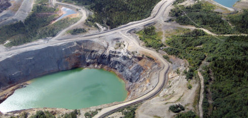 Faro Mine site in Yukon. Picture taken from sky.